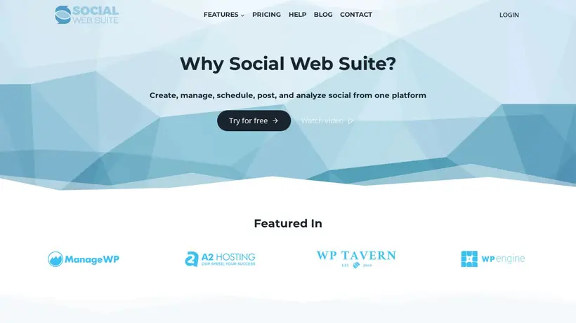 Social Web Suite homepage screenshot