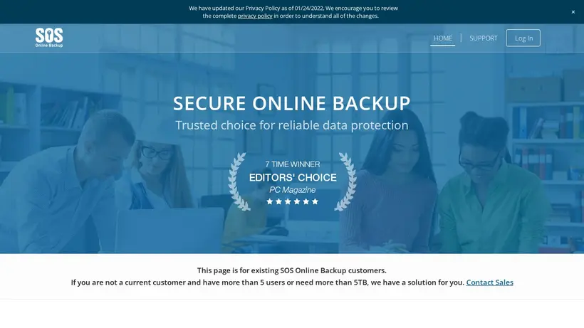 SOSOnlineBackup homepage screenshot