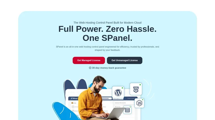 SPanel homepage screenshot