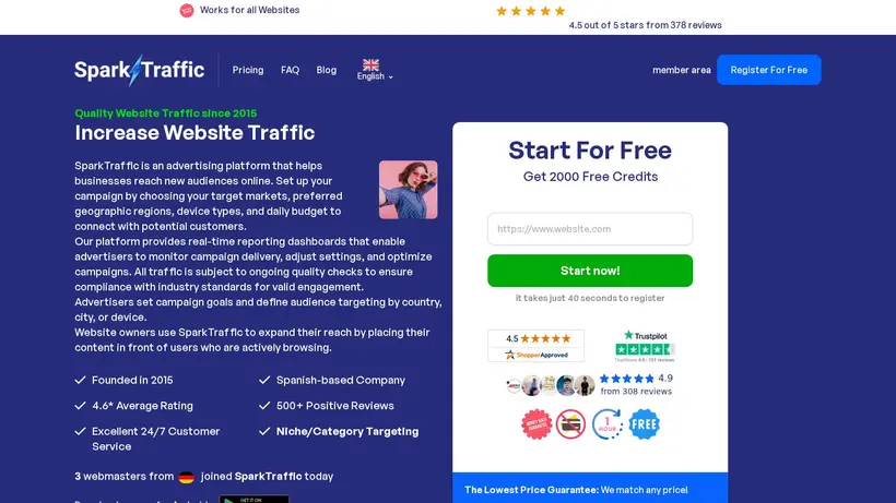 Spark Traffic homepage screenshot