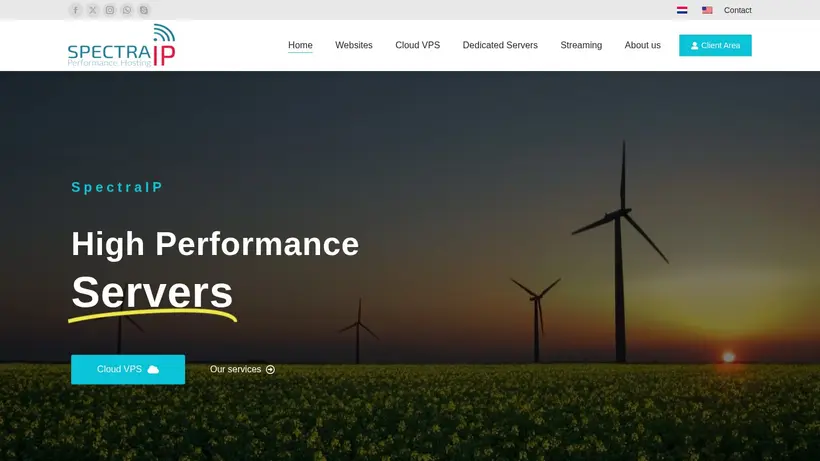Spectra IP homepage screenshot