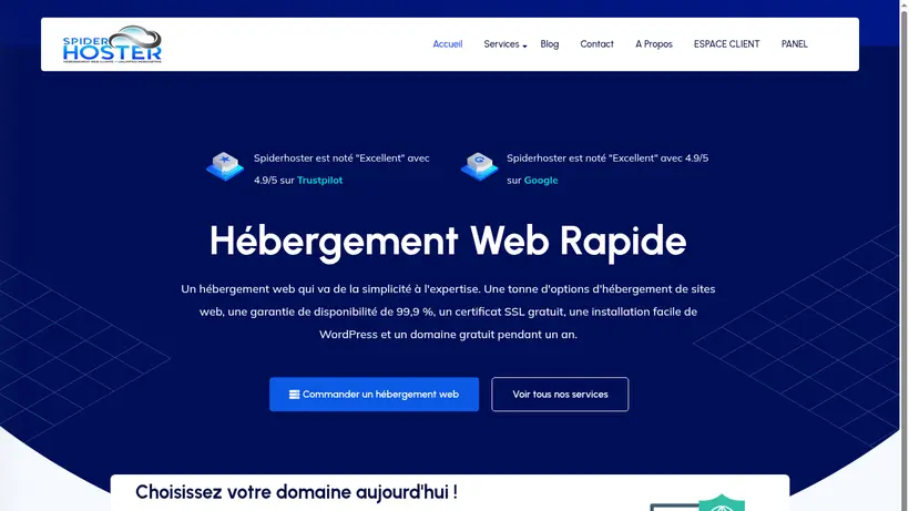 SpiderHoster homepage screenshot