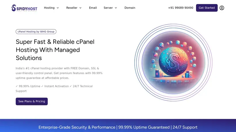 SpidyHost homepage screenshot