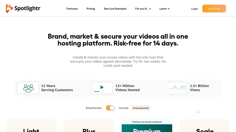 Spotlightr homepage screenshot