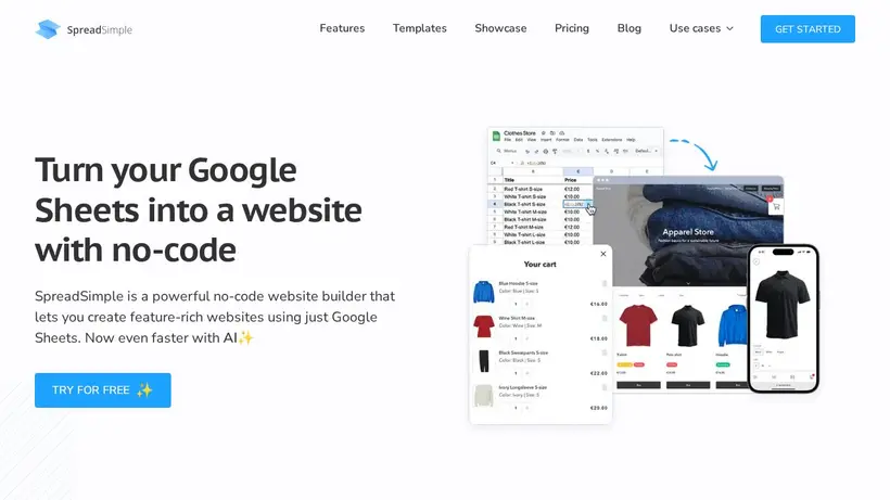 SpreadSimple homepage screenshot