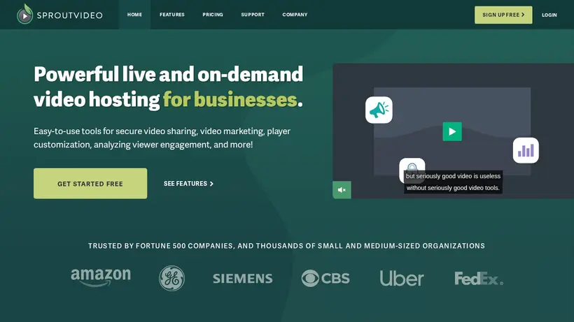 Sprout Video homepage screenshot