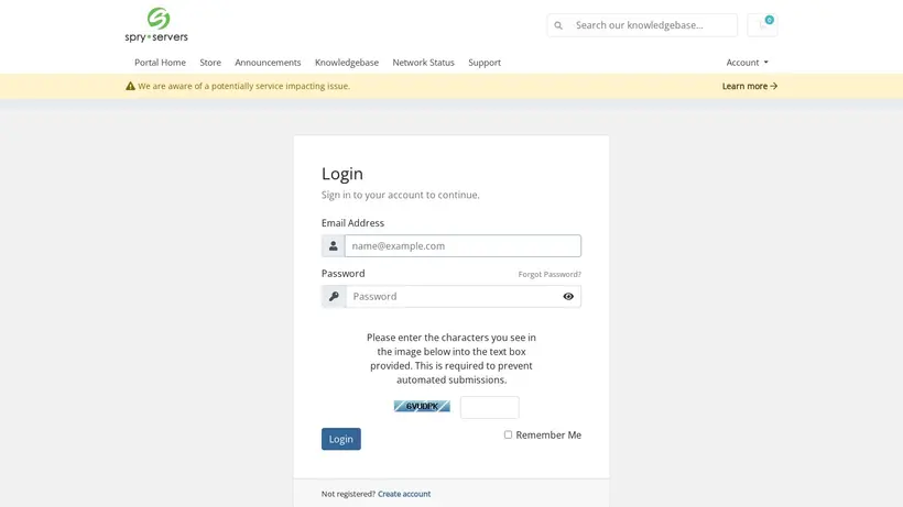 Spry Servers homepage screenshot