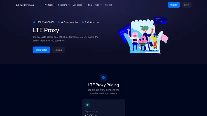 Spyder Proxy homepage screenshot