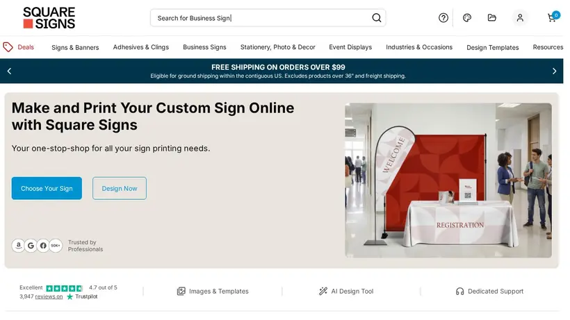 Square Signs homepage screenshot