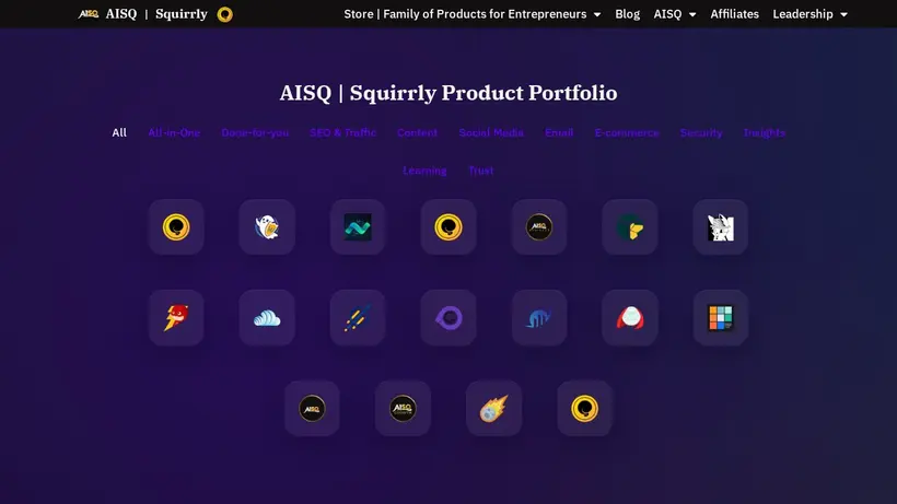 Squirrly homepage screenshot