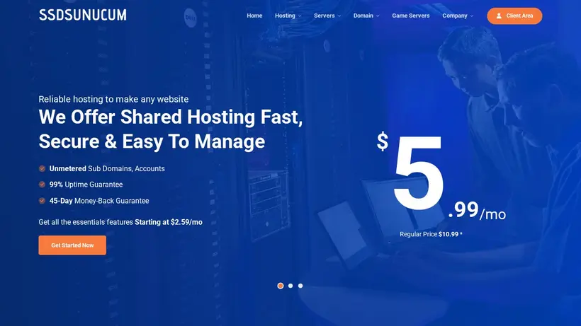 SSD Sunucum homepage screenshot