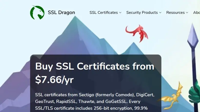 SSL Dragon homepage screenshot