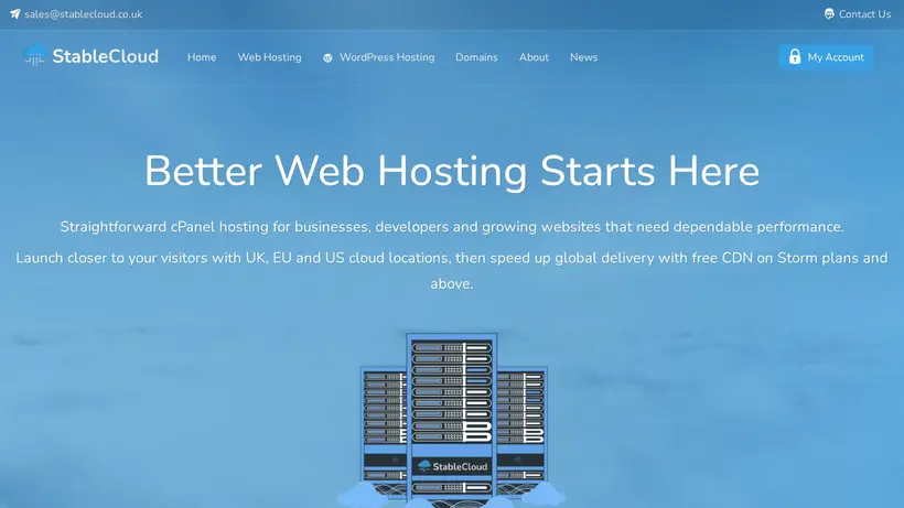 StableCloud homepage screenshot