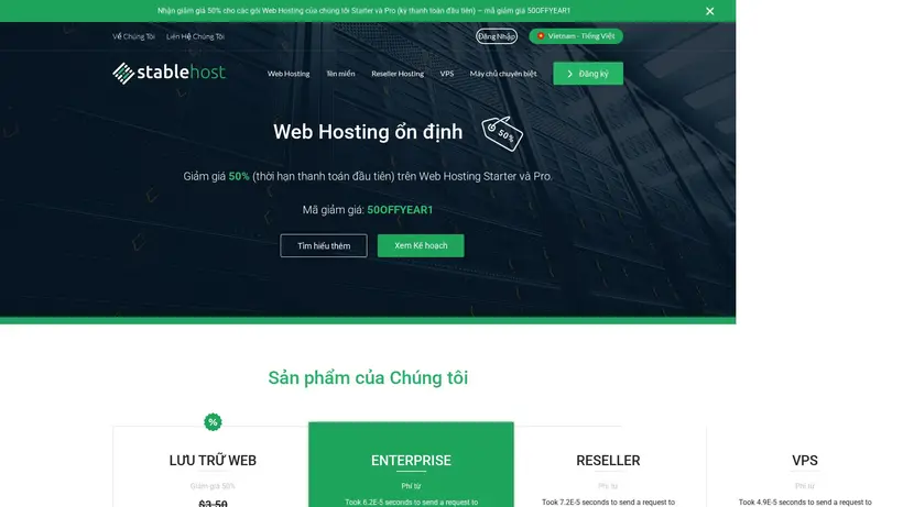 StableHost.vn homepage screenshot