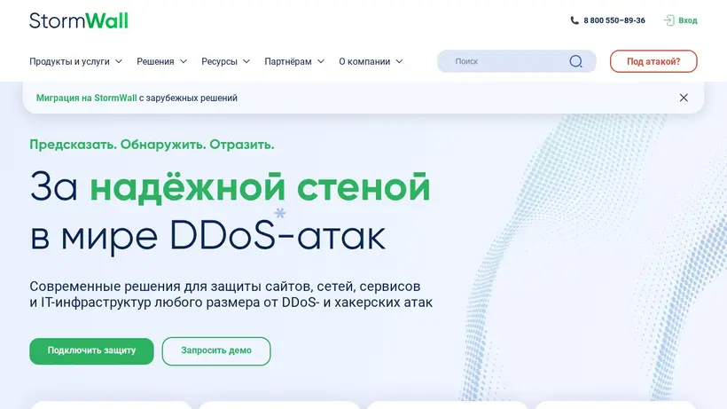 StormWall homepage screenshot