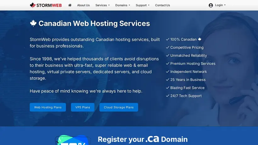 Storm Web Canada homepage screenshot