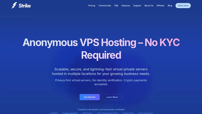 Strike homepage screenshot