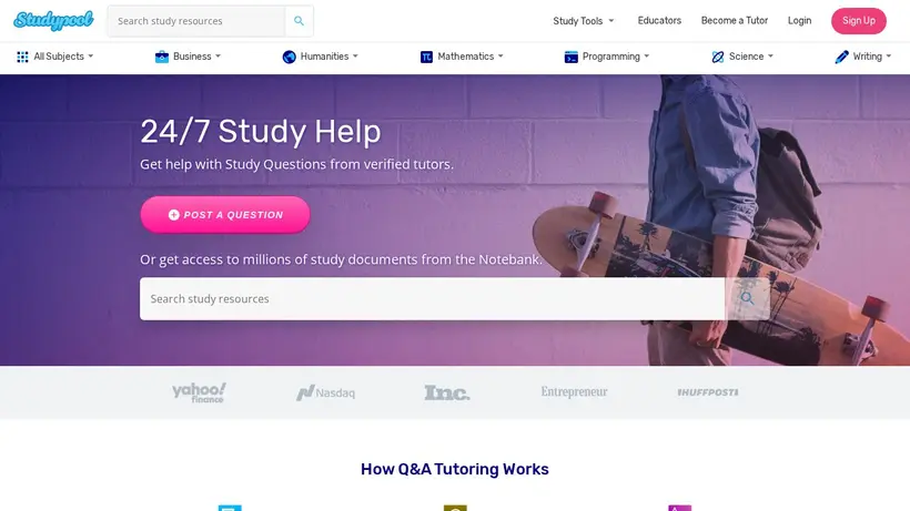 Studypool homepage screenshot