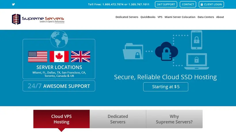 Supreme Servers homepage screenshot