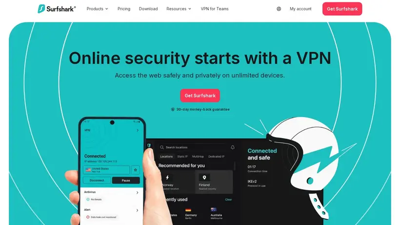 Surfshark homepage screenshot