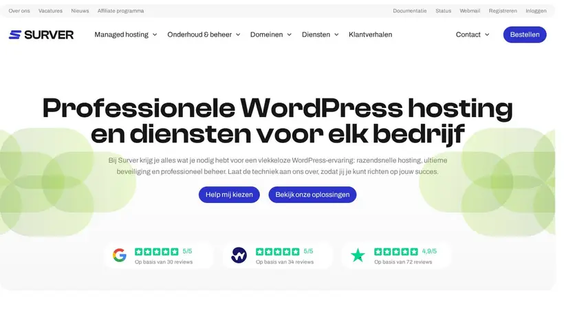 Surver Nederlands homepage screenshot