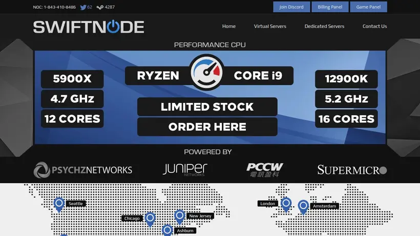 Swiftnode homepage screenshot