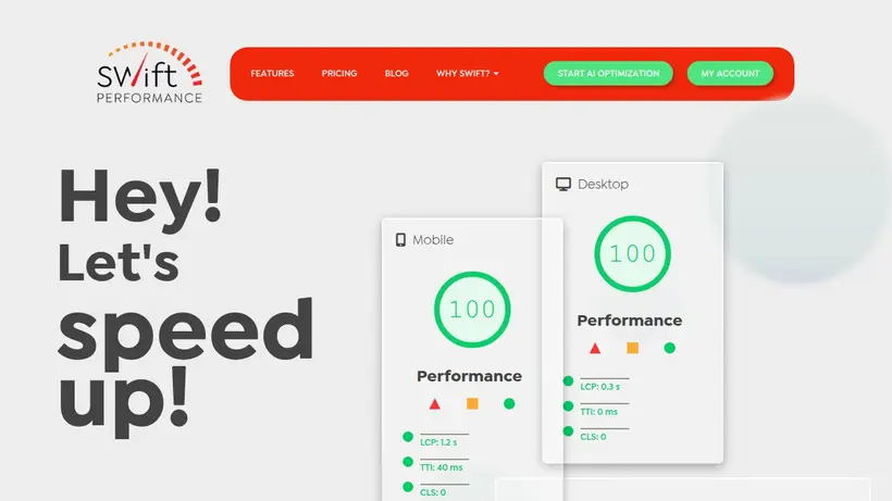 Swift Performance AI homepage screenshot