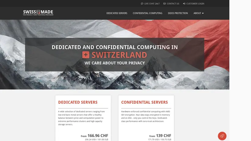 Swiss Made Host homepage screenshot