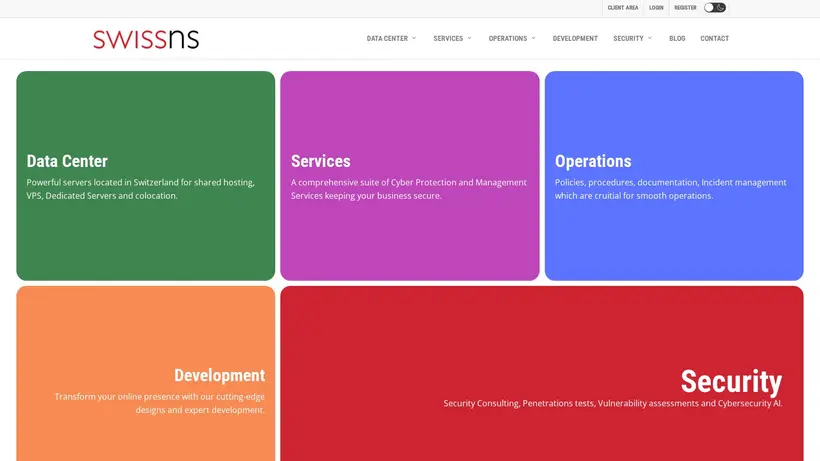 SwissNS homepage screenshot