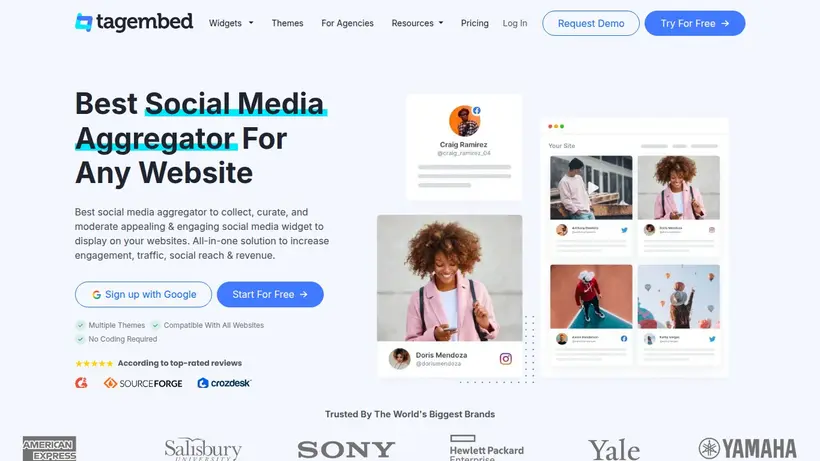 Tagembed homepage screenshot
