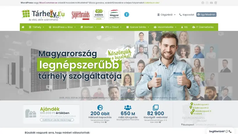 Tarhely homepage screenshot