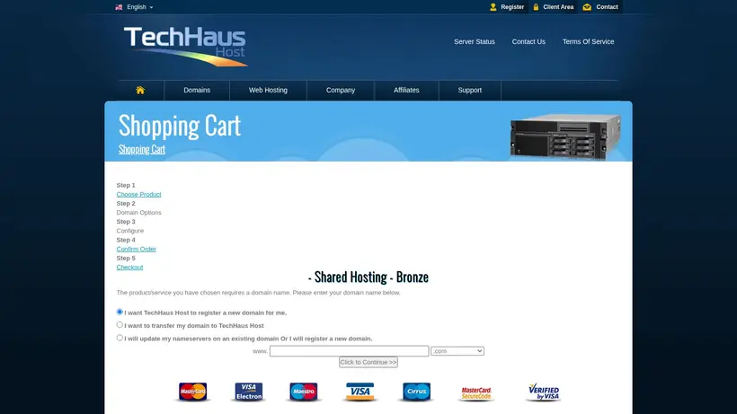TechHaus Host homepage screenshot