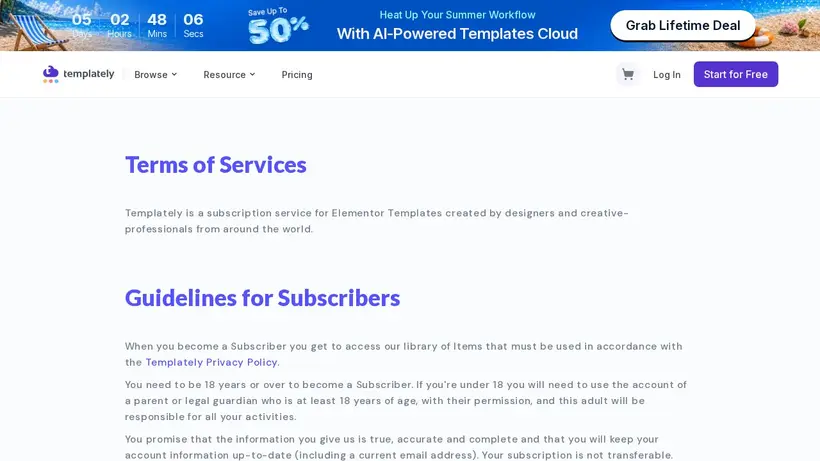 Templately homepage screenshot