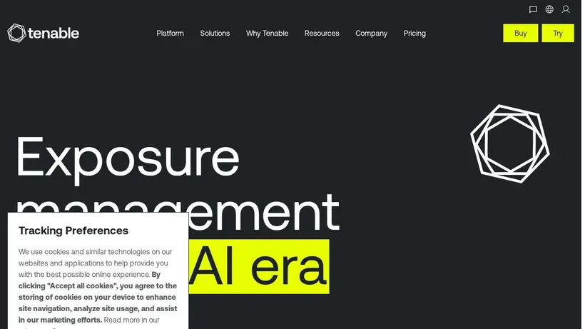 Tenable homepage screenshot