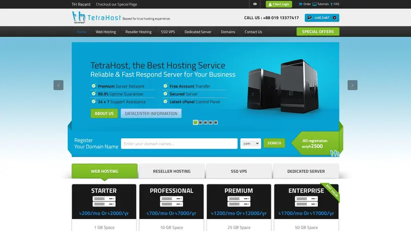 TetraHostbd homepage screenshot