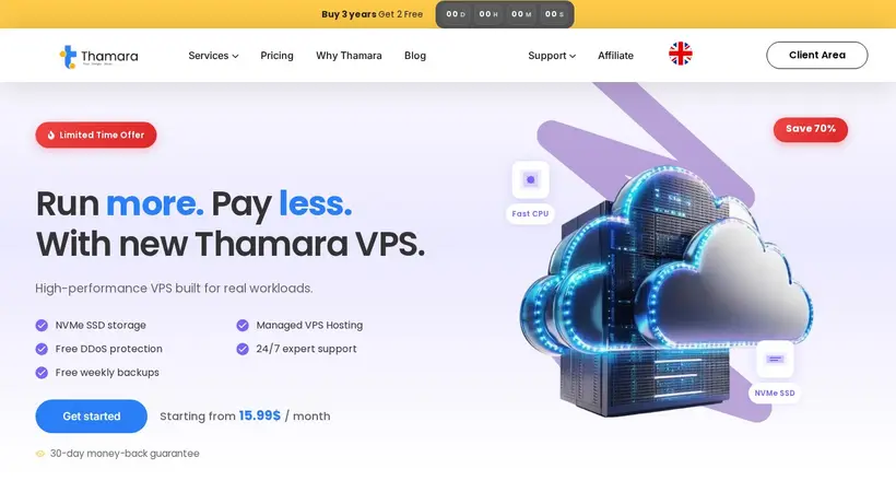 Thamara.cloud homepage screenshot