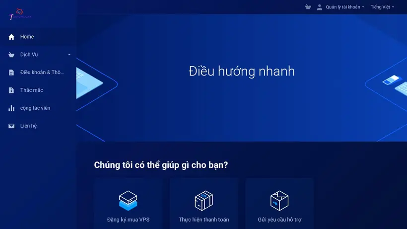 Thang VPS homepage screenshot