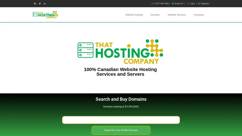 That Hosting homepage screenshot