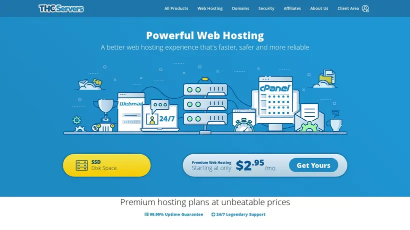 THC Servers homepage screenshot