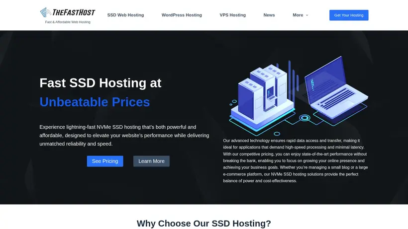 The Fast Host homepage screenshot