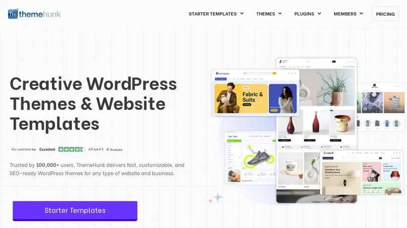 Theme Hunk homepage screenshot