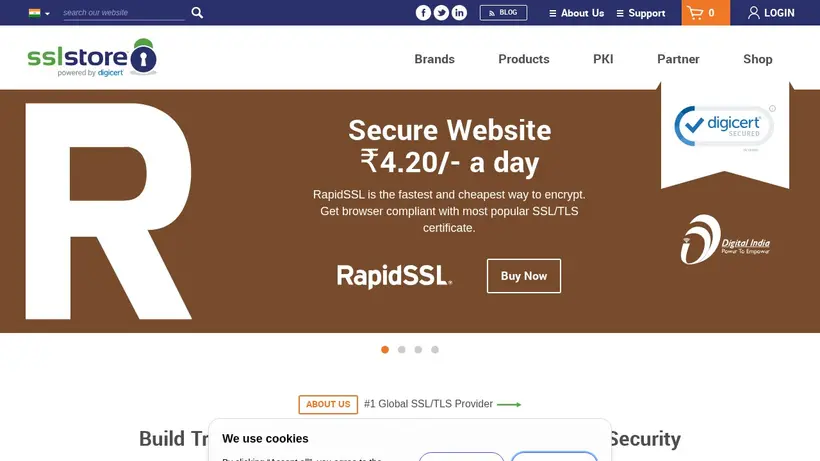 The SSL Store India homepage screenshot