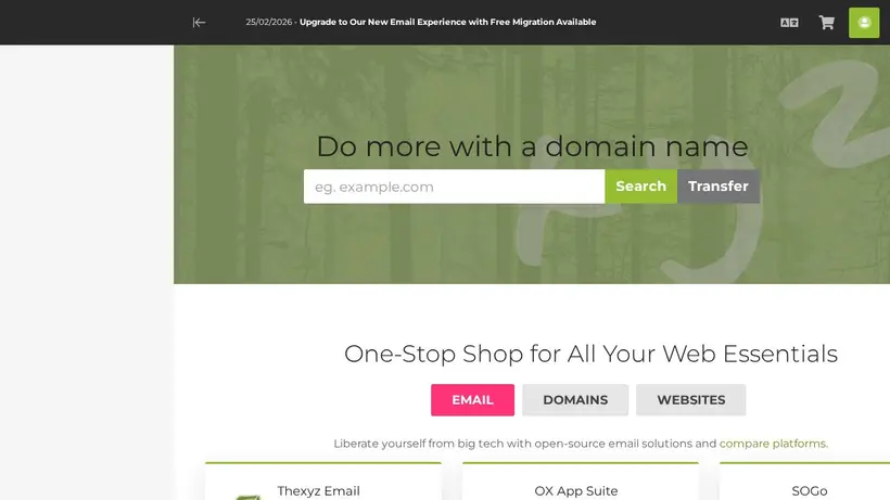 The XYZ homepage screenshot