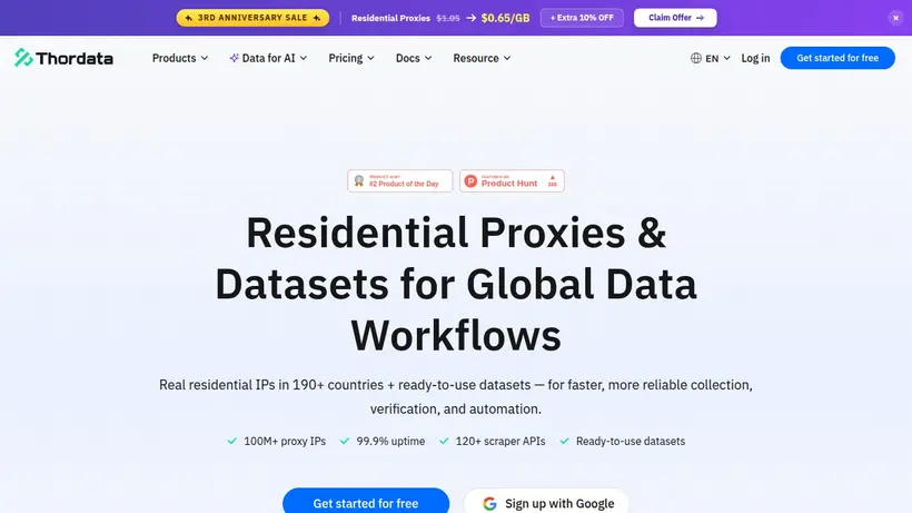Thordata homepage screenshot