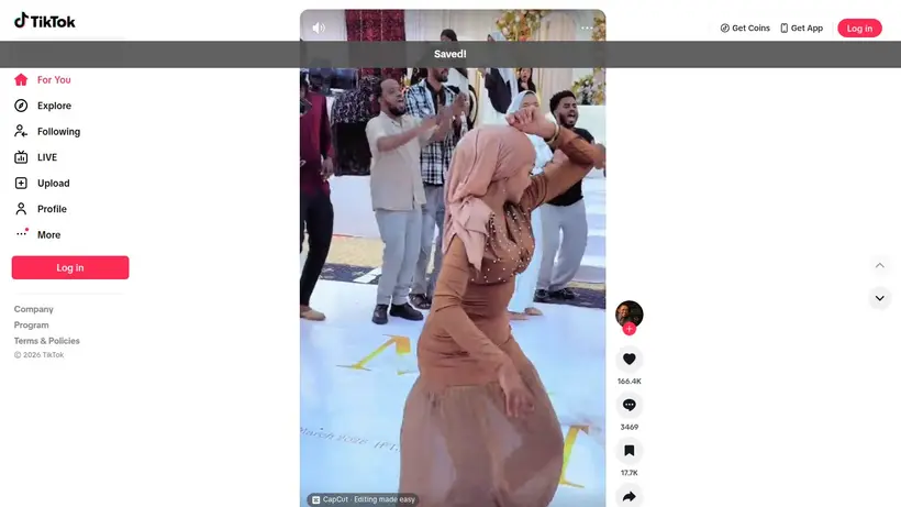 TikTok homepage screenshot