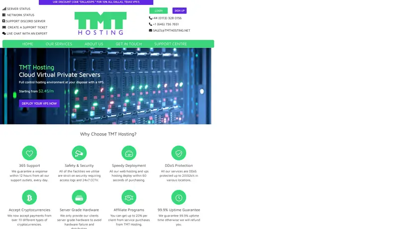 TMT Hosting homepage screenshot