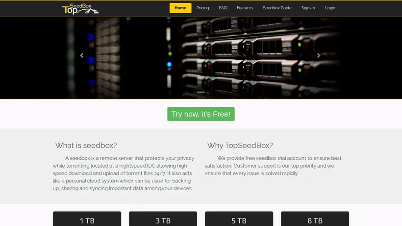 Top Seed Box homepage screenshot