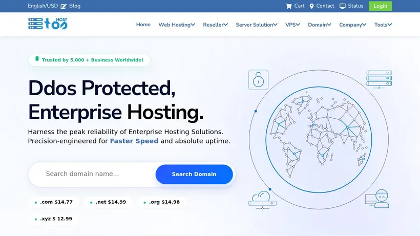 Toshost homepage screenshot
