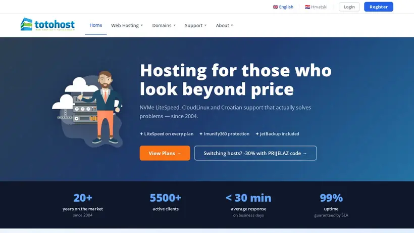 Toto Host homepage screenshot