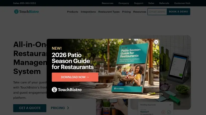 Touch Bistro homepage screenshot